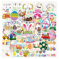 50pcs Easter Egg Bunny Stickers Waterproof Vinyl Stickers