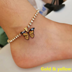 Butterfly Charms Crystal Anklet Women Rhinestone Foot Chain Summer Beach Jewelry