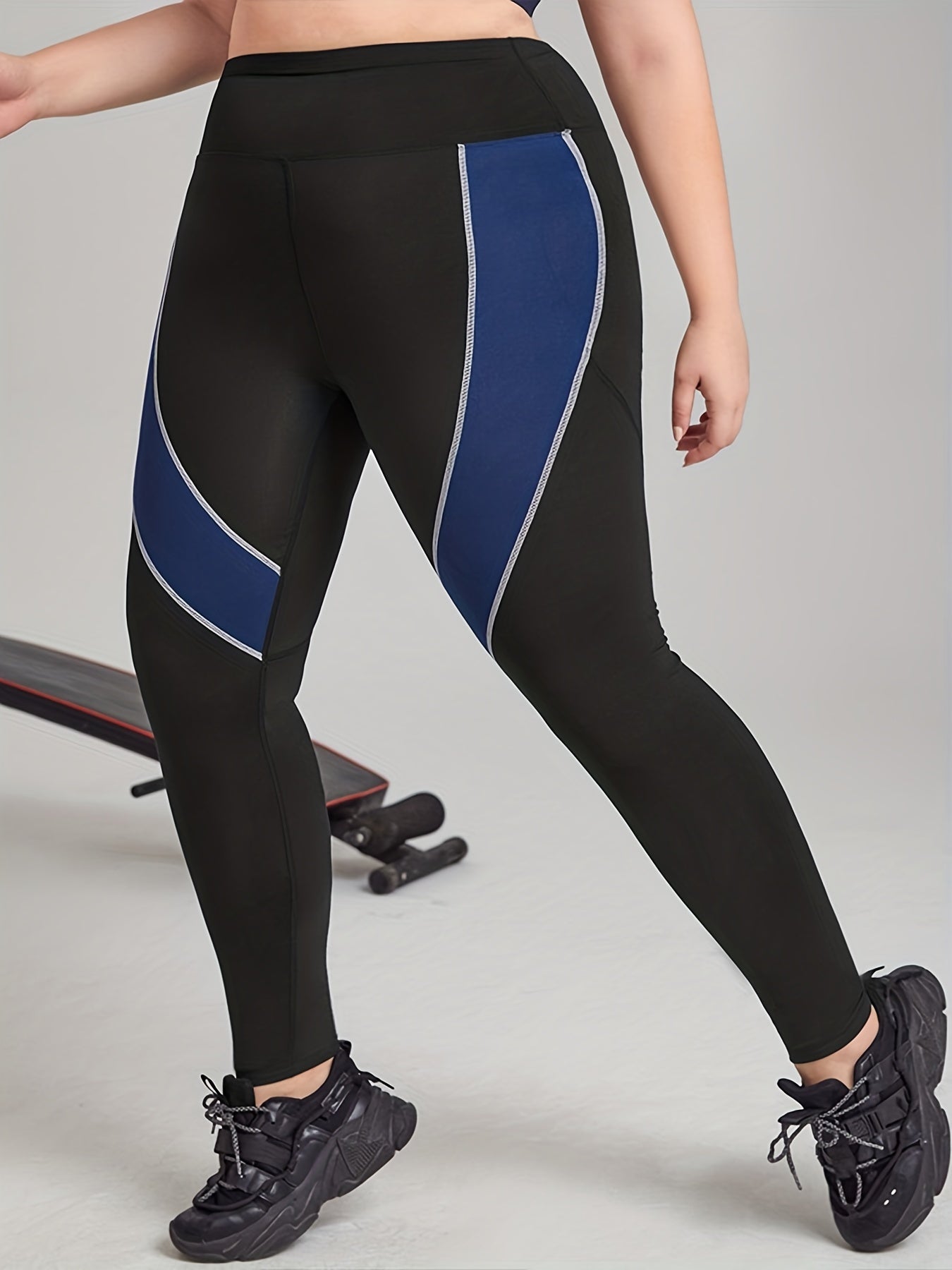 Striped Waistband High Stretch Yoga Leggings