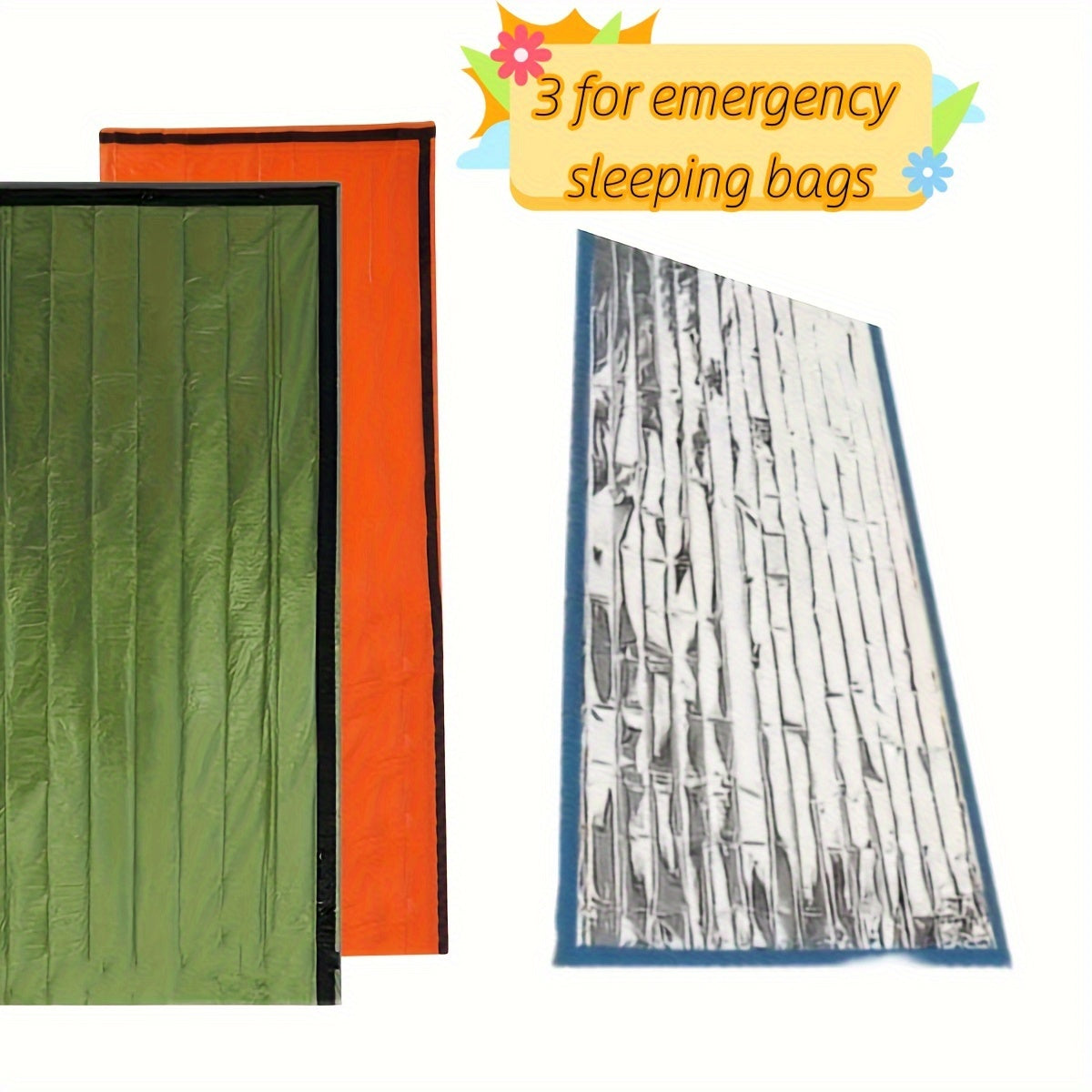 3pcs Emergency Sleeping Bags Heat Insulation Warm Sleeping Bag