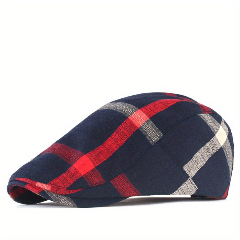 Summer Plaid Beret Cap Sunscreen Visor Hat