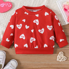 Baby Girl Love Print Pullover Sweater Long Sleeve Christmas Blouse
