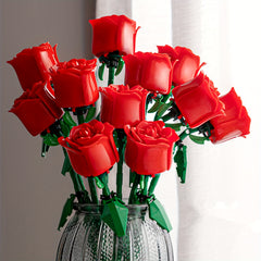 3pcs Roses Building Blocks Colorful Flower Toys Decoration
