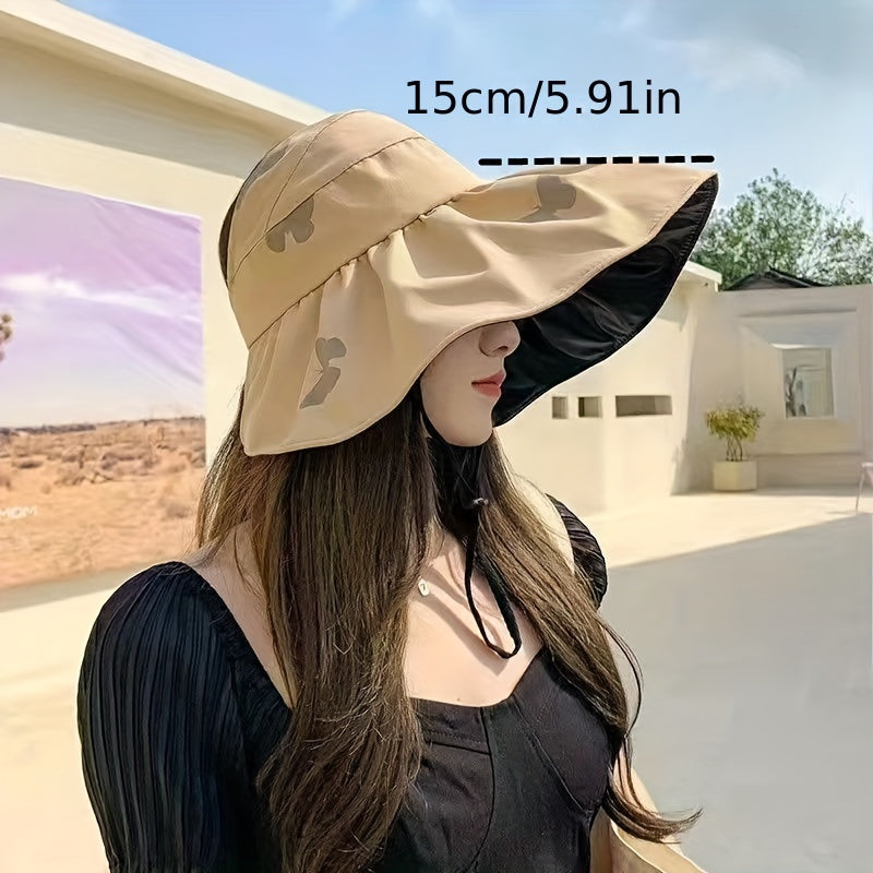 Butterfly Printed Ponytail Visor Hat UV Protection Sun Hat For Women