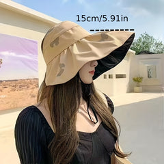 Butterfly Printed Ponytail Visor Hat UV Protection Sun Hat For Women