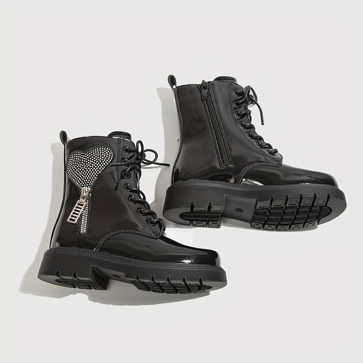 Vintage Rhinestone Heart Boots - Girls Comfortable Warm Boots