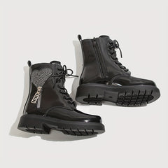 Vintage Rhinestone Heart Boots - Girls Comfortable Warm Boots