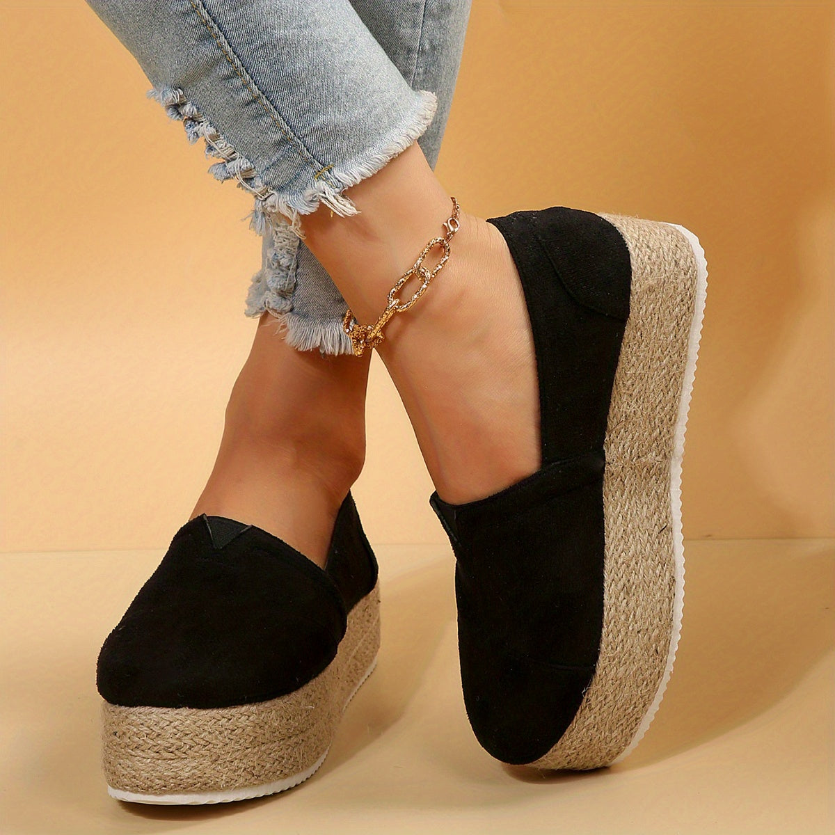 Women's Platform Espadrille Casual Slip On Shoes