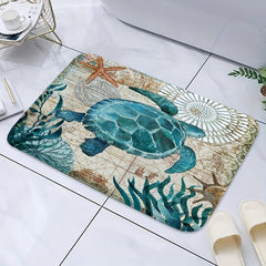 Sea Turtle Bathroom Mat Soft Flannel Bath Rug Non Slip Carpet Home Decoration