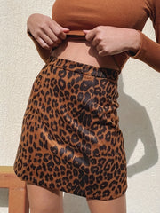 Leopard Print High Waist Mini Skirt