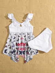 Girl's Butterfly Graphic 2 Piece Swimsuit Strappy Bikini Set