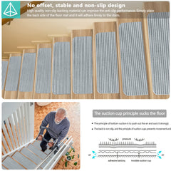 15pcs Stair Treads Non Slip for Wooden Steps Indoor Peel & Stick