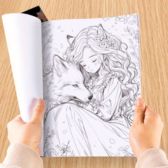 Girl Fox Meet Coloring Book 20 Pages Adult Size Paper Festivals Birthdays