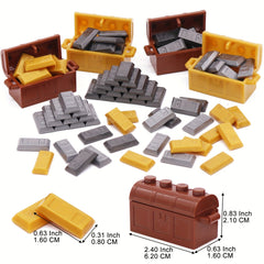 116pcs Pirate Treasure Building Set with Golden Brick Bars and Chest