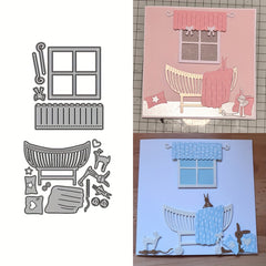 Metal Cutting Dies Rabbit Trees Lounge Chairs Windows Cradle for Paper Card