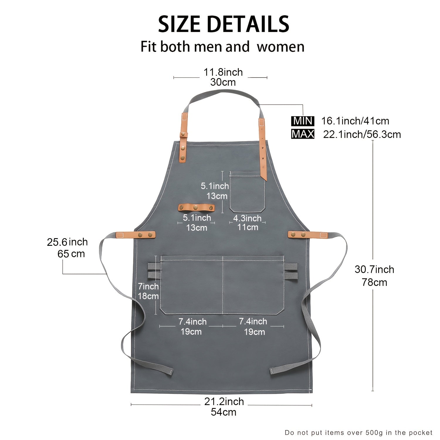 Adjustable Heavy Duty Canvas Apron, Brown, 28in x 35in