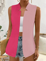 Casual Open Front Block Vest for Women