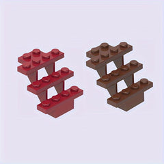 9pcs Building Block Set 4x4x3 House Staircase & Characters Mixed Colors ABS Toys