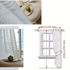 Striped Tulle Curtain for Home Decor - Bedroom Office Kitchen Living