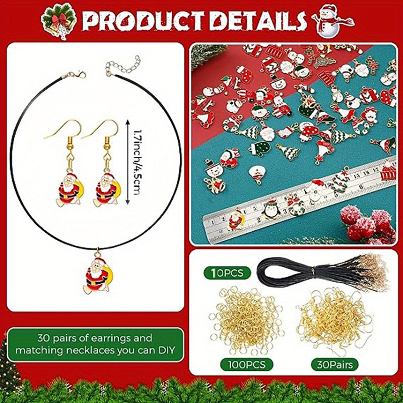 170 340pcs Christmas Jewelry Set for Making with Charms Hooks Ropes Rings