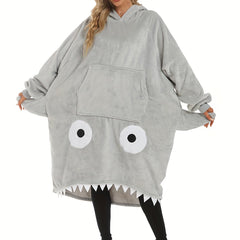 Shark Pattern Cozy Robe Wearable Blanket