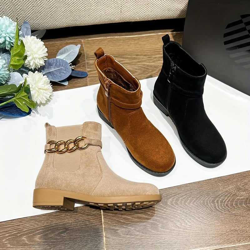 Vintage Girls Zipper Boots Non Slip Indoor Outdoor Travel Autumn Winter