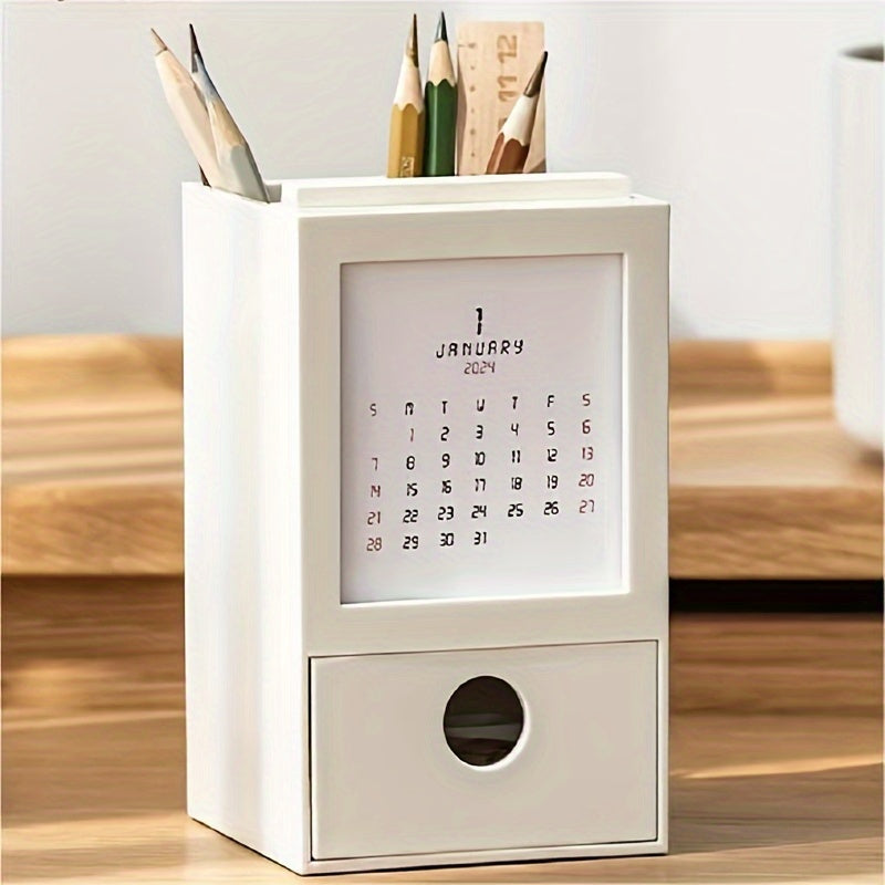 Creative Desk Calendar Storage Pen Holder for Office School Teacher