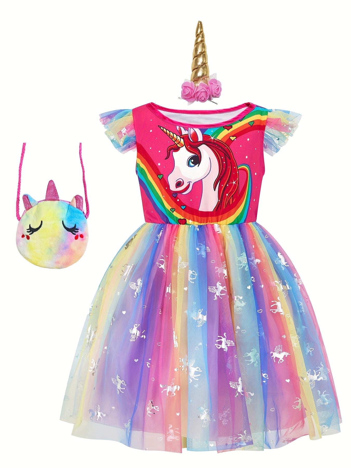 Unicorn Princess Dress Costume Set for Girls