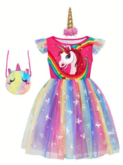 Unicorn Princess Dress Costume Set for Girls