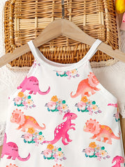 Flamingo Print Tank Dress Kids Summer Outfit