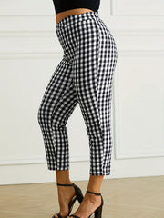 Plaid Print High Rise Crop Leggings