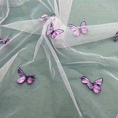 3D Embroidery Butterfly Mesh Lace Fabric Soft Tulle Fabric DIY Dress