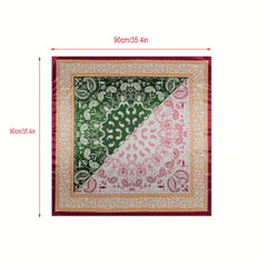 Boho Square Scarf Classic Block Silk Shawl Neckerchief Bandana