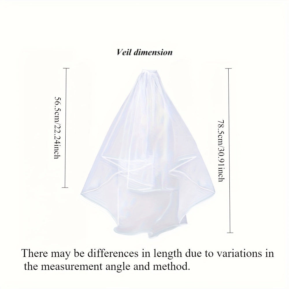 2 Tier Tulle Bridal Veil with Comb Sheer Flowing Wedding Veil for Brides