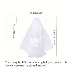 2 Tier Tulle Bridal Veil with Comb Sheer Flowing Wedding Veil for Brides