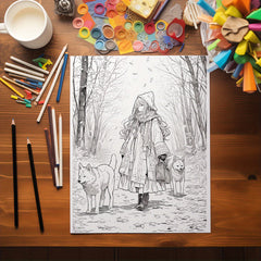 Girl Fox Meet Coloring Book 20 Pages Adult Size Paper Festivals Birthdays