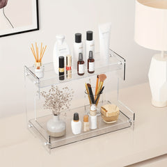 2 Tier Acrylic Bathroom Organizer Countertop Makeup Vanity Perfume Spice Rack