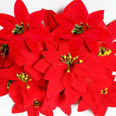 20pcs Golden Red Poinsettia Flower Christmas Decorations