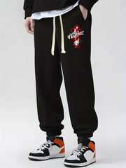 Feather Print Drawstring Sweatpants Loose Fit Pants Men's Casual Joggers