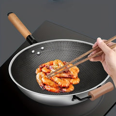Non Stick Wok With Lid Stainless Steel Coating Deep Frying Pan
