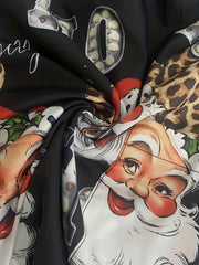 Women's Plus Santa Claus & Art Letter Print Wide Leg Trousers