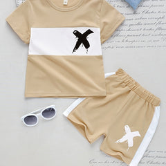 Boys Clock Outfit Shorts & T-shirt Crew Neck Summer Kids Clothes
