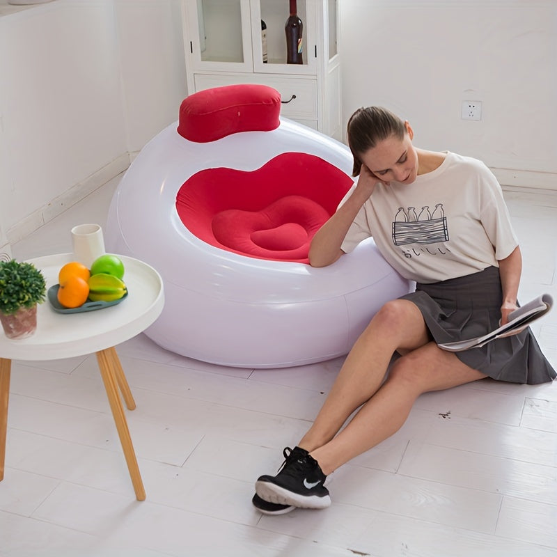 Heart Shape Inflatable Lazy Sofa with Backrest Flocking Lounge Chair