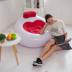 Heart Shape Inflatable Lazy Sofa with Backrest Flocking Lounge Chair