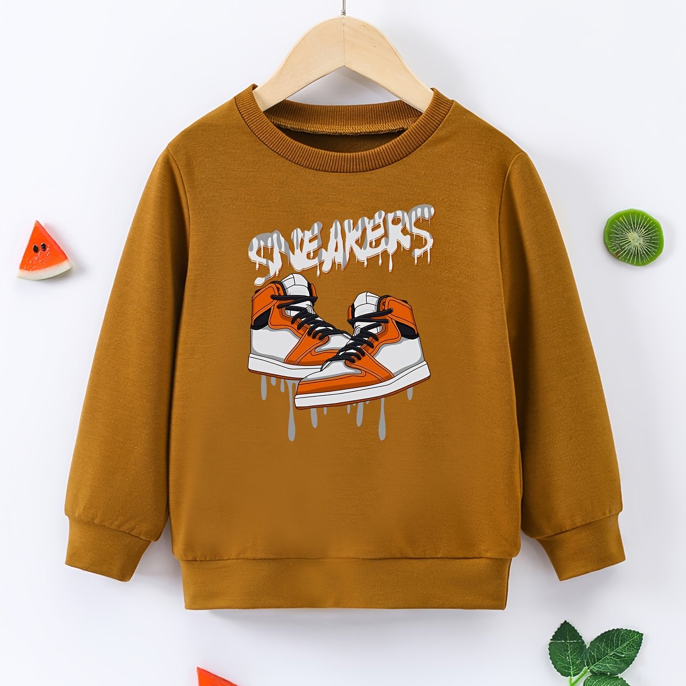 Boys Sneakers Print Pullover Sweatshirt