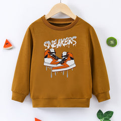 Boys Sneakers Print Pullover Sweatshirt