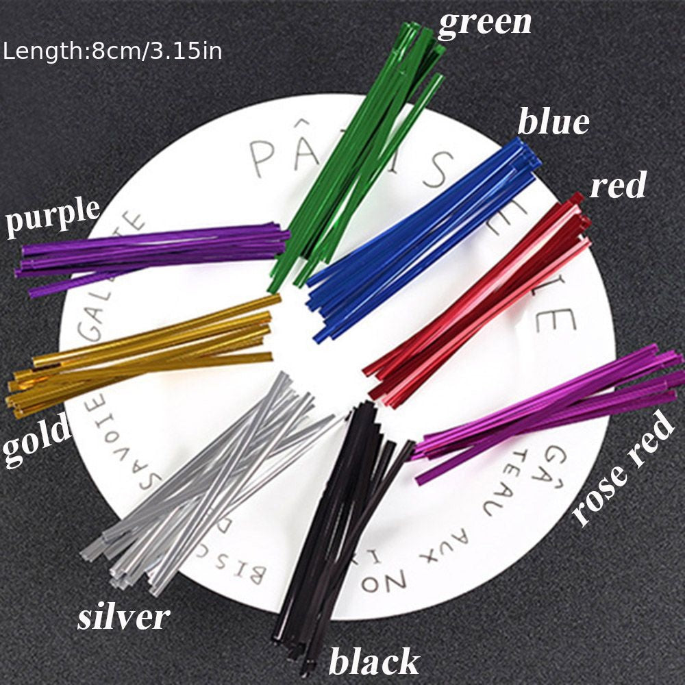 800pcs Metallic Twist Ties Wire Cellophane Bag Pack Sealing Steel