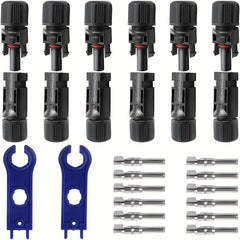 6 Pairs MC4 Waterproof Solar Panel Cable Connectors