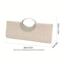 Satin Evening Bag Clutch Purse Rhinestone Decor Handbags for Party Wedding