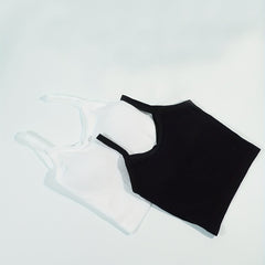 2pcs Ribbed Solid Cami Tops Padded Women's Lingerie